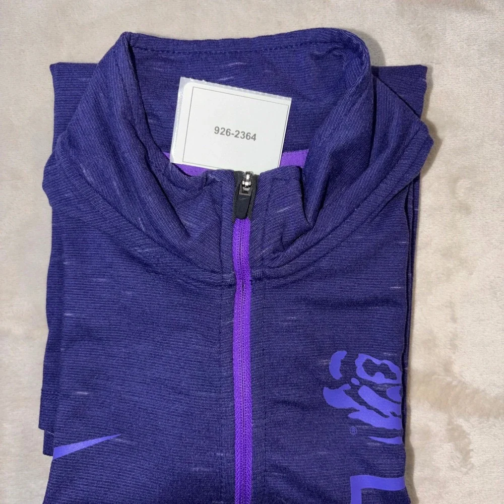 Nike LSU Tigers Womens Purple Dri-FIT Quarter Zip Pullover Shirt Small 34678X